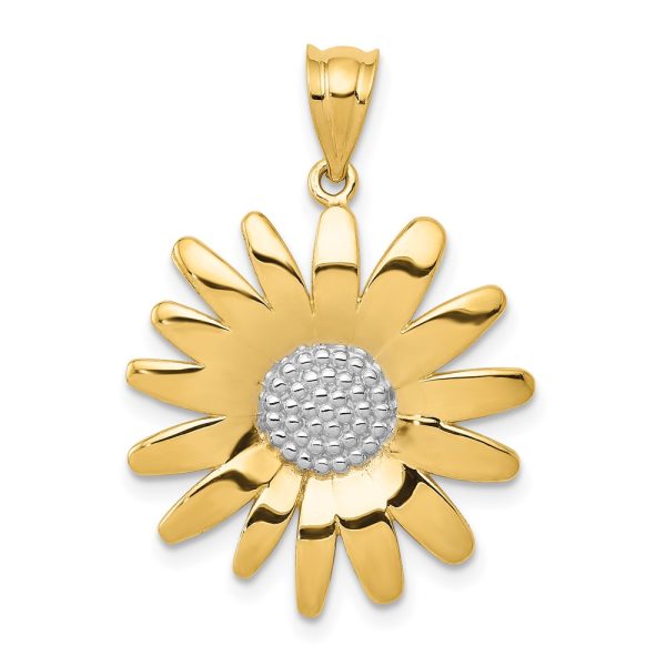 14k w/Rhodium Sunflower Pendant