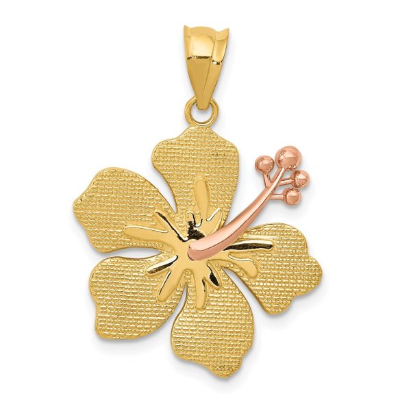 14k Two-tone Yellow/Rose Hibiscus Charm