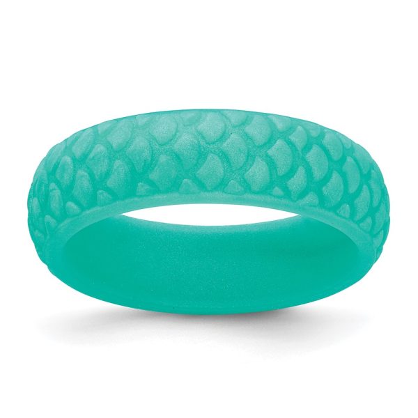 Silicone Sky Blue Mermaid Pattern Domed Band