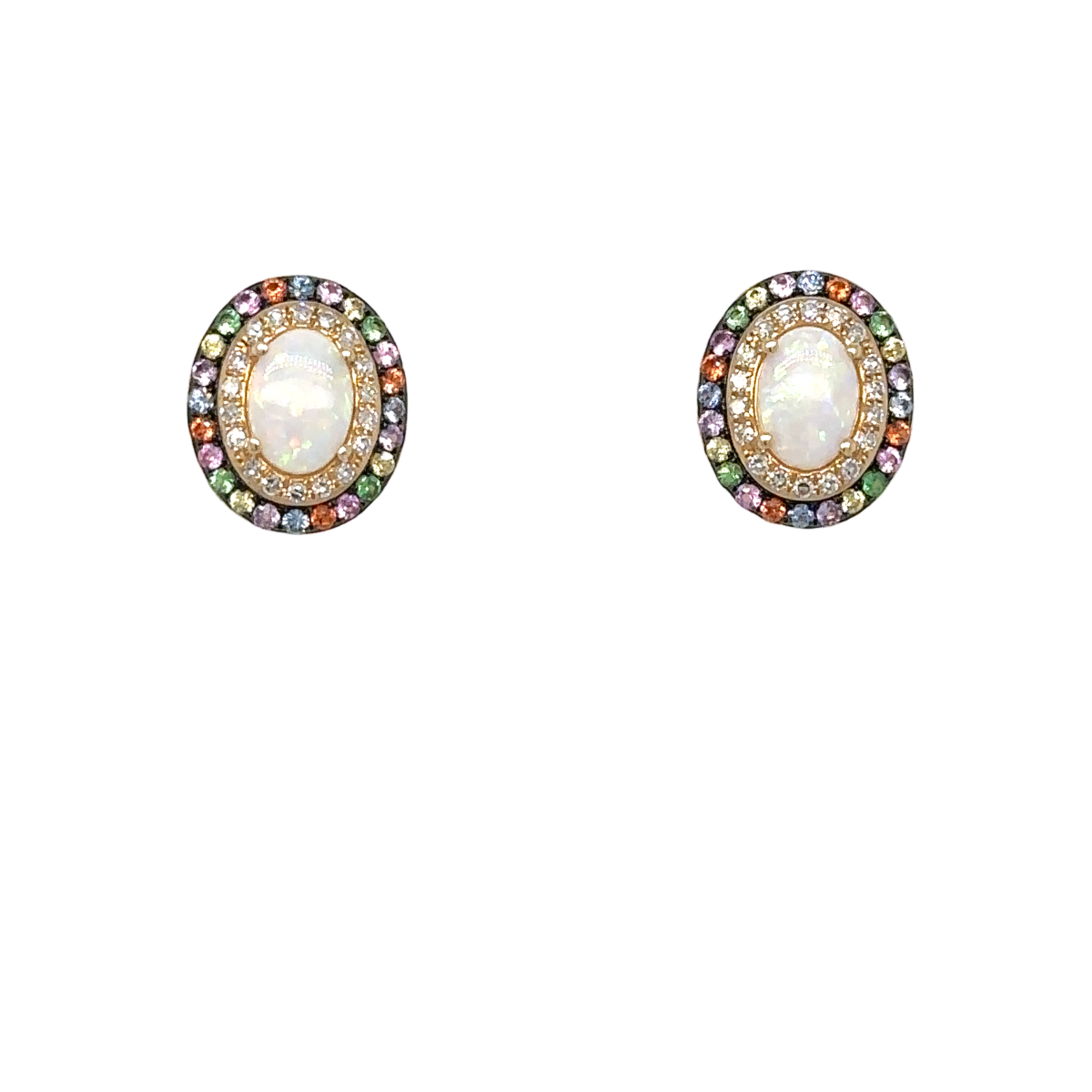 14K Opal and Sapphire Earrings
