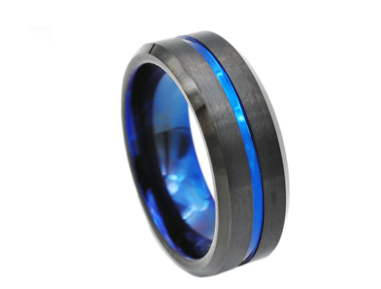 black and blue tungsten ring bjr11bl 1