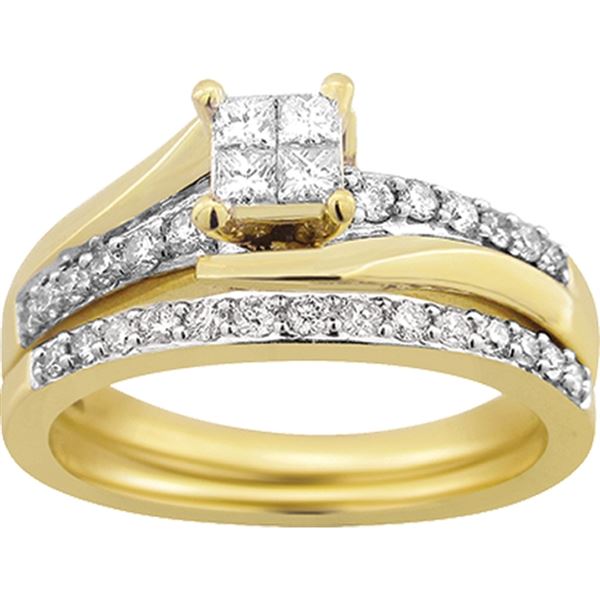 0001692 ladies bridal ring set 3 ct roundprincess diamond 14k yellow gold