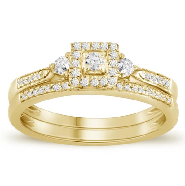 0001997 ladies bridal ring set 14 ct round diamond 10k yellow gold