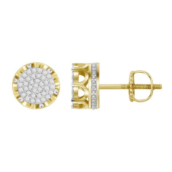 Men Diamond Disc Micro Pave Earrings 10 KY 0.25 CWT Diamond Jewelry 100% NEW 