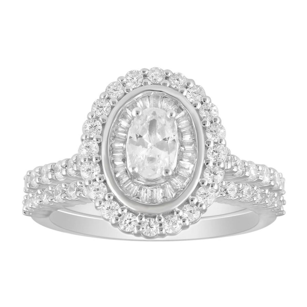 0015847 ladies bridal ring set 1 14 ct roundbaguette diamond 14k white gold